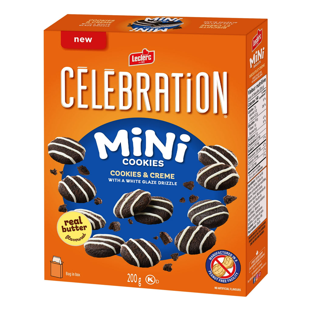 Box of Lecerc Celebration Mini Cookies & Creme on a white background