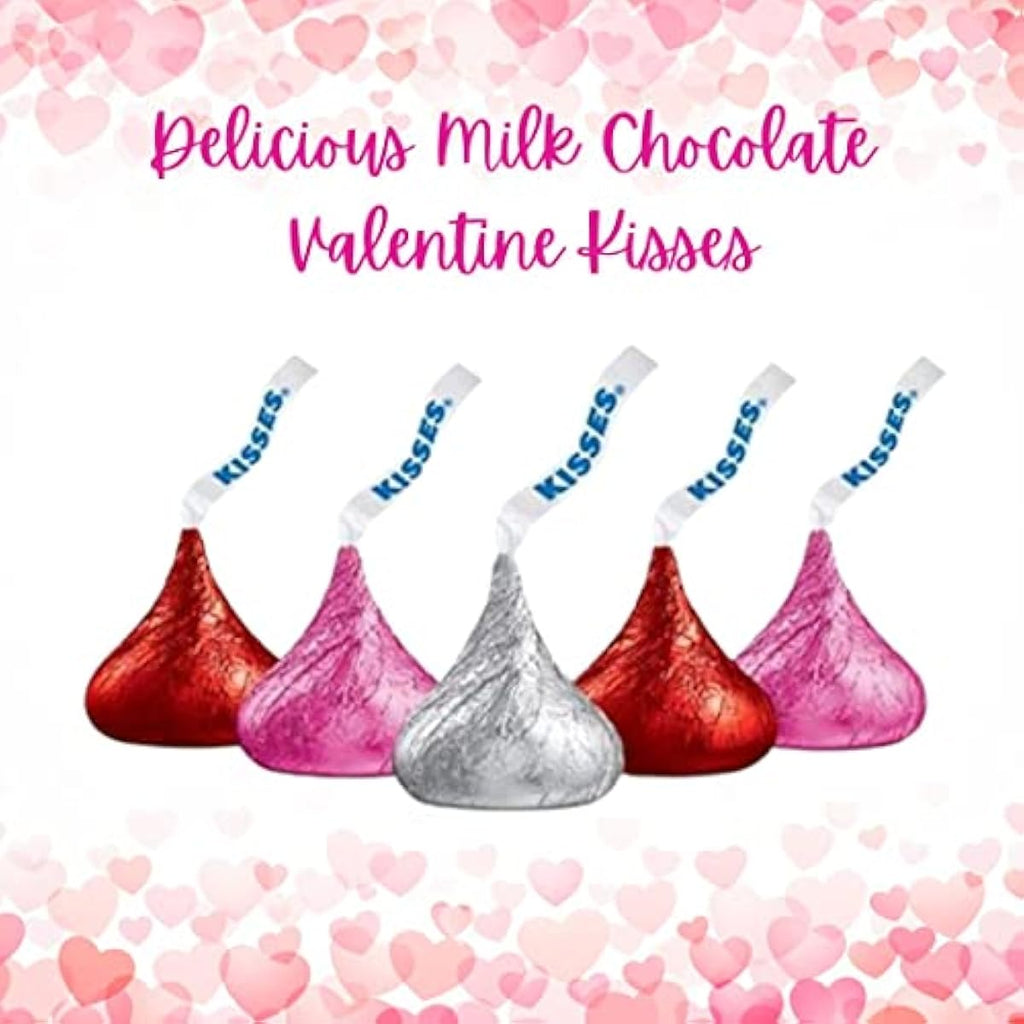 Hershey's Valentine's Day Milk Chocolate Kisses, 180g/6.3 oz. - Pink, Red & Silver Wrapped Hershey Kisses