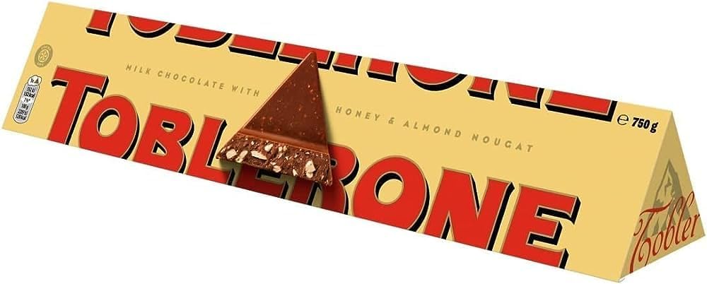 Toblerone Milk Chocolate with Honey & Almond Nougat – 750g - Front