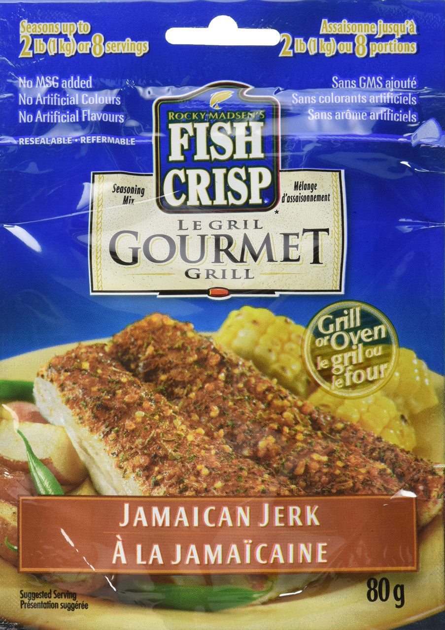 Rocky Madsen Fish Crisp, Seasoned Coating Mix, Jamaican Jerk, 80g/2.8oz, {Imported from Canada}