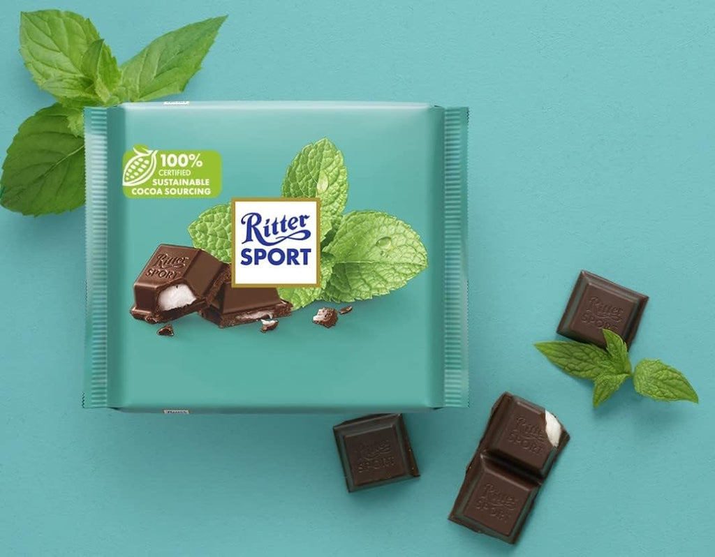 Ritter Sport Dark Chocolate with Peppermint Filling Bar, 100g/3.5 oz. Bar {Imported from Canada}