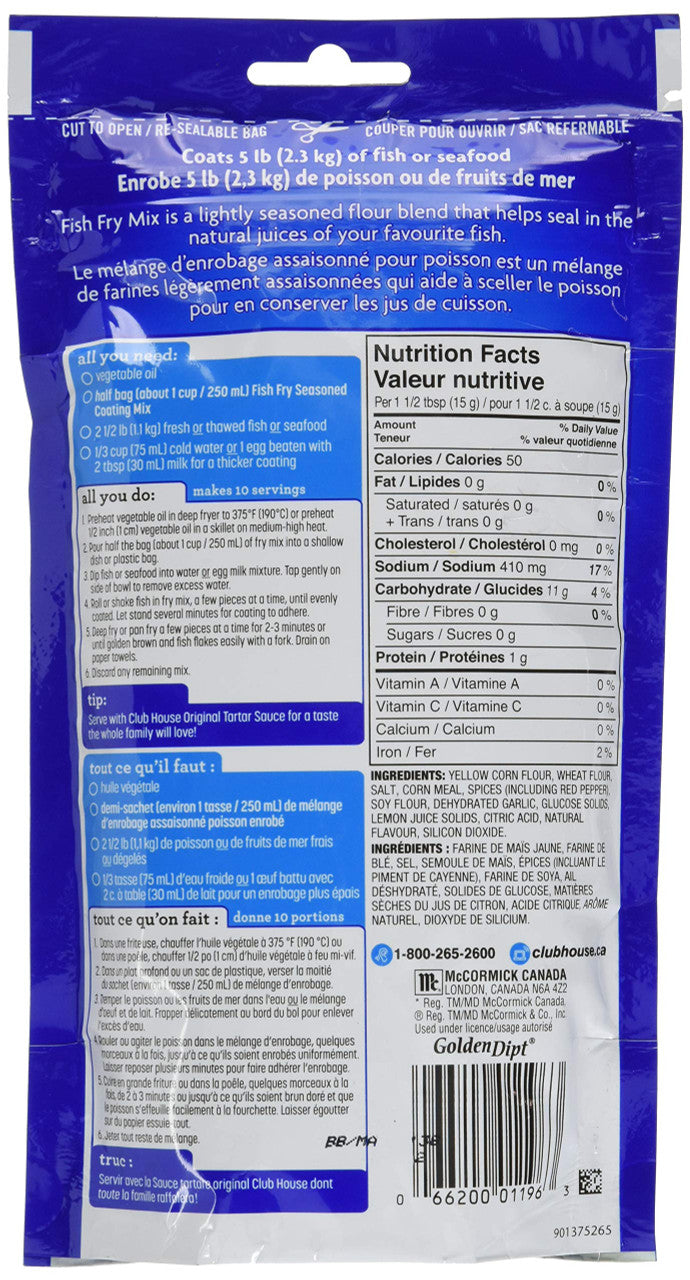 Club House,Batter Mix, Seasoned Fish Fry, 284g/10oz., {Imported from Canada}