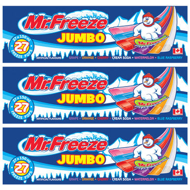 Mr. Freeze Jumbo Ice Pops, 27x150ml Freezies, (3 Cases) {Imported from Canada}
