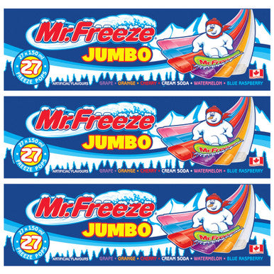 Mr. Freeze Jumbo Ice Pops, 27x150ml Freezies, (3 Cases) {Imported from Canada}