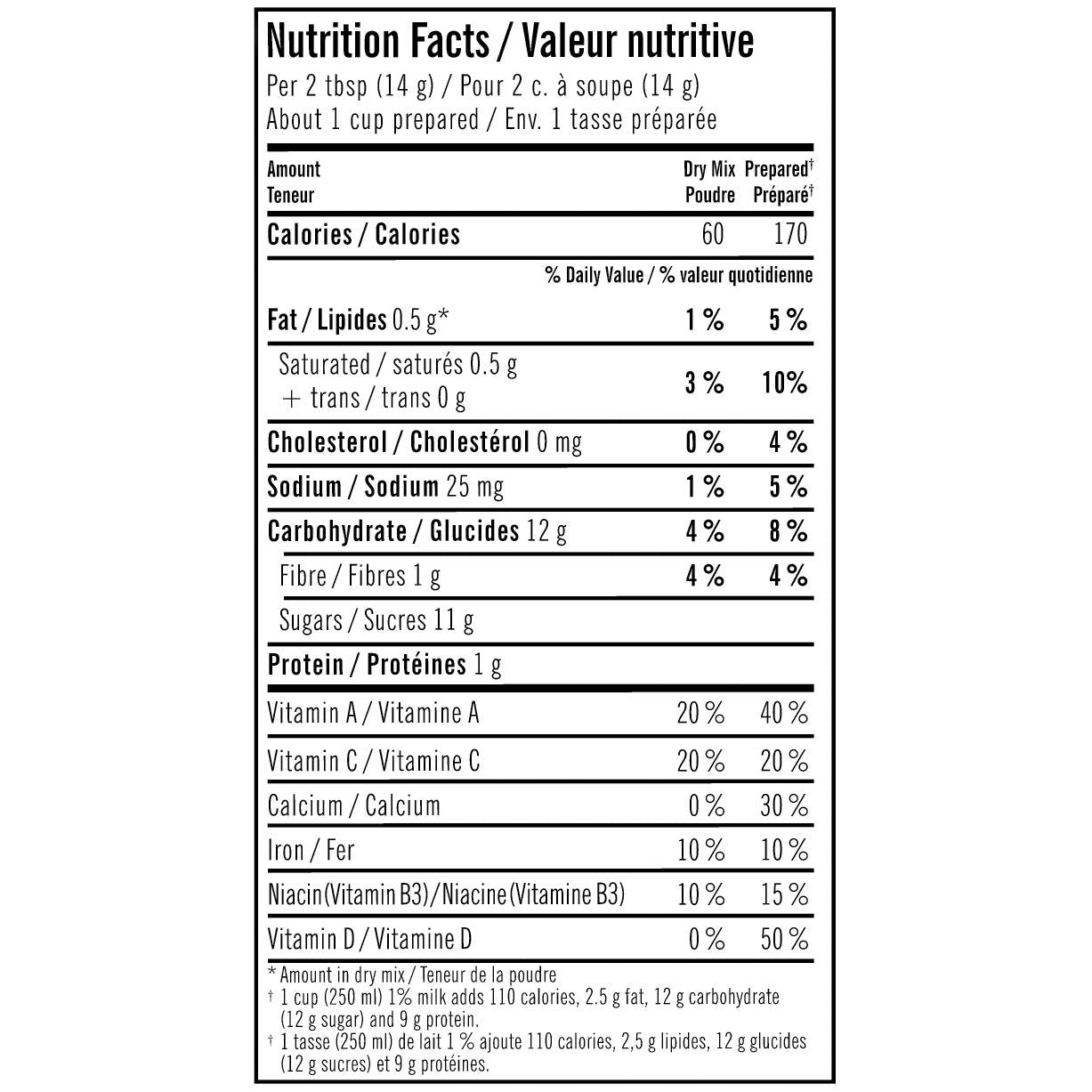 Nesquik Less Sugar Vitamin Enriched Chocolate Powder, 540g/19 oz. Canister {Imported from Canada}