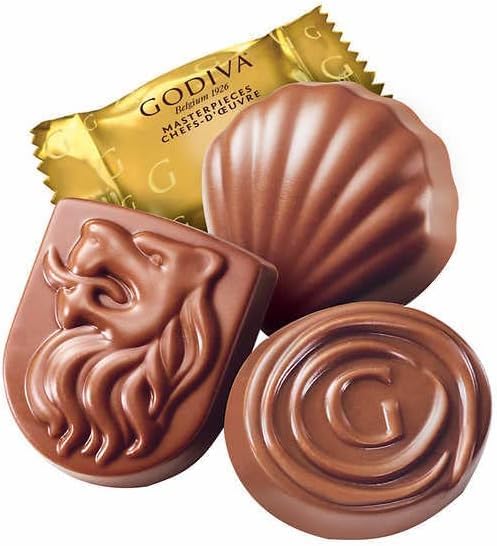 Godiva Masterpieces Assorted Legendary Belgian Chocolates, Milk Chocolate Caramel, Dark Chocolate Ganache, Milk Chocolate Hazelnut, 420g/14.8 oz. Bag