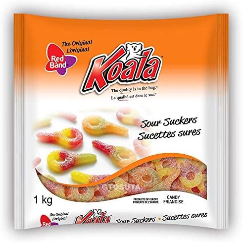 Koala Red Band Sour Suckers Gummy Candy, Party Size, 1kg/35.3 oz