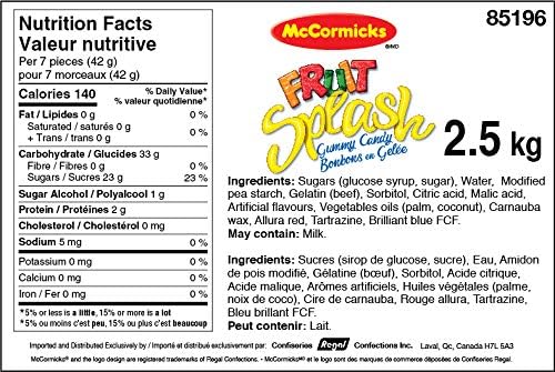 McCormicks Fruit Splash Gummy Candy 2.5 kg/5.5 lb