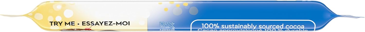 Flat side of a Nestle AERO Truffle Mousse Milk Chocolate Bar - 105g packaging with text and sustainability claim