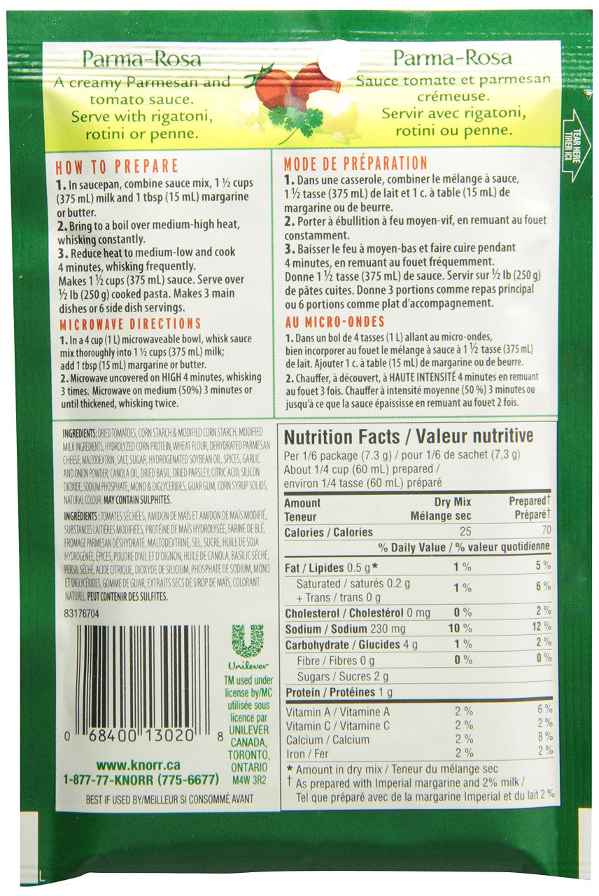 Knorr Pasta Sauce Mix, Parma Rosa, 44g/1.6 oz. (24pk) {Imported from Canada}
