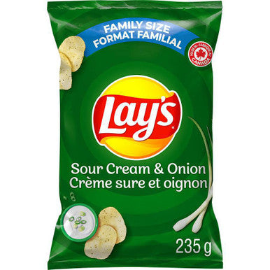 Lay's Potato Chips - Sour Cream & Onion, 235g/8.3 oz., {Imported from Canada}