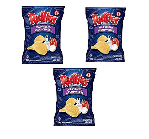 Lay's Ruffles All Dressed Chips - 3 Large Bags - 3 x 200g/7.1 oz {Imported from Canada}