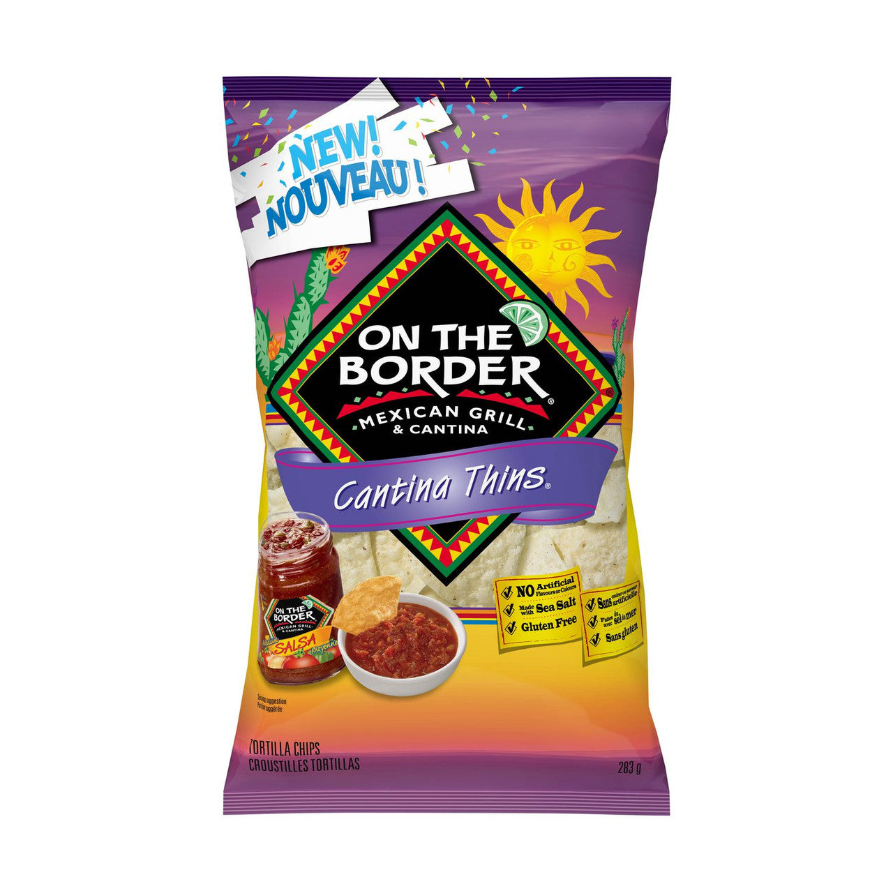 On The Border Cantina Thins Tortilla Chips 283g/10 oz. Bag {Imported from Canada}
