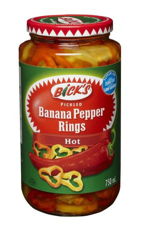 Bicks Jar of Hot Pepper Rings, 750ml/25.4oz., {Imported from Canada}