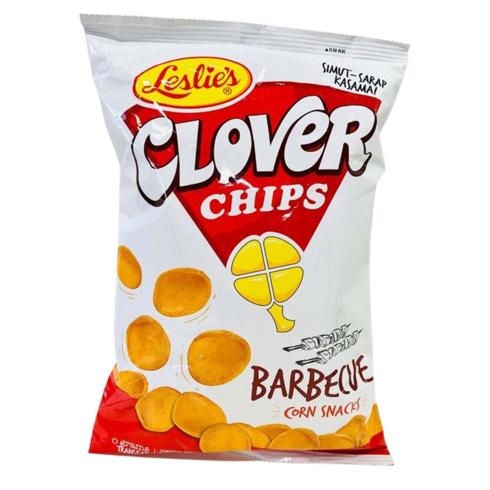 Leslie's Clover Chips Barbeque Corn Snacks, 145g/15 oz., Bag, {Imported from Canada}