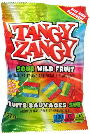 Tangy Zangy Sour Squares Wild Fruit Candies 127g/4.5oz. bag,(Imported from Canada)
