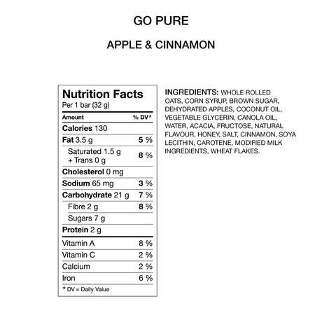 Leclerc Go Pure, Apple & Cinnamon Oat Bars, 5ct, 160g/5.6 oz., {Imported from Canada}