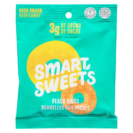 Smart Sweets Gummy Peach Rings Bulk Pack, 5 x 50g/1.75 oz. Bag {Imported from Canada}