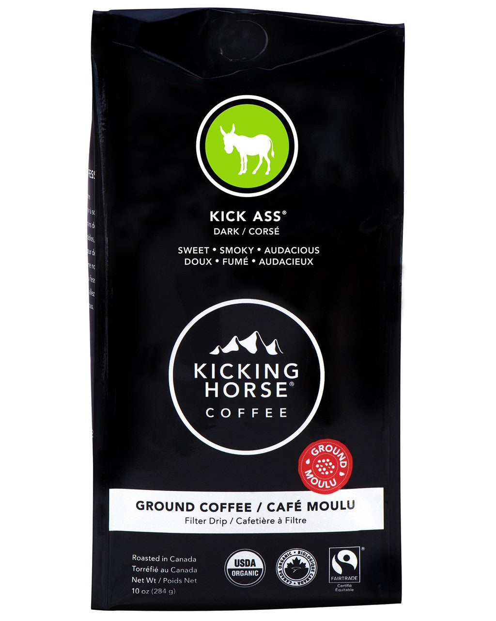 Kicking Horse Ground Coffee Kick Ass Dark Roast 284g/10 oz. {Imported from Canada}