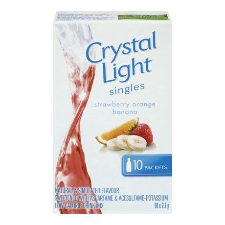 Crystal Light singles Strawberry Orange Banana Drink Mix 10x2.7g {Imported from Canada}
