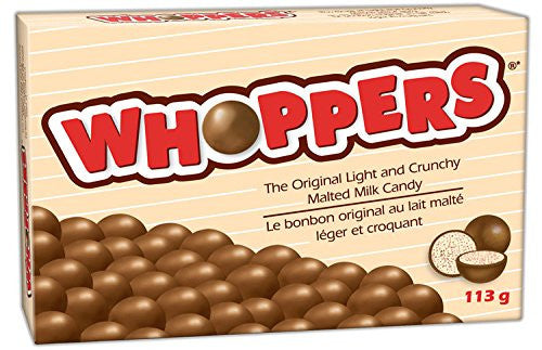 Whoppers, Malted Milk Balls, 113g/3.98oz, Box, (6 pk){Imported from Canada}