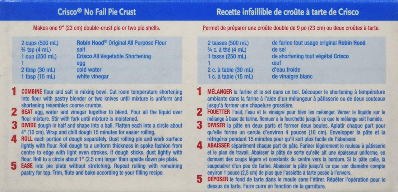 Crisco All-Vegetable Shortening, 454g/1lb., {Imported from Canada}