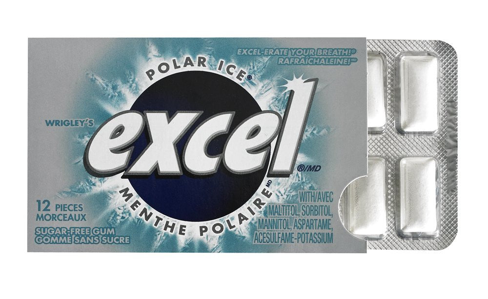 Excel Sugar-free Pellet Gum, 12ct - 12pk, Polar Ice {Imported from Canada}