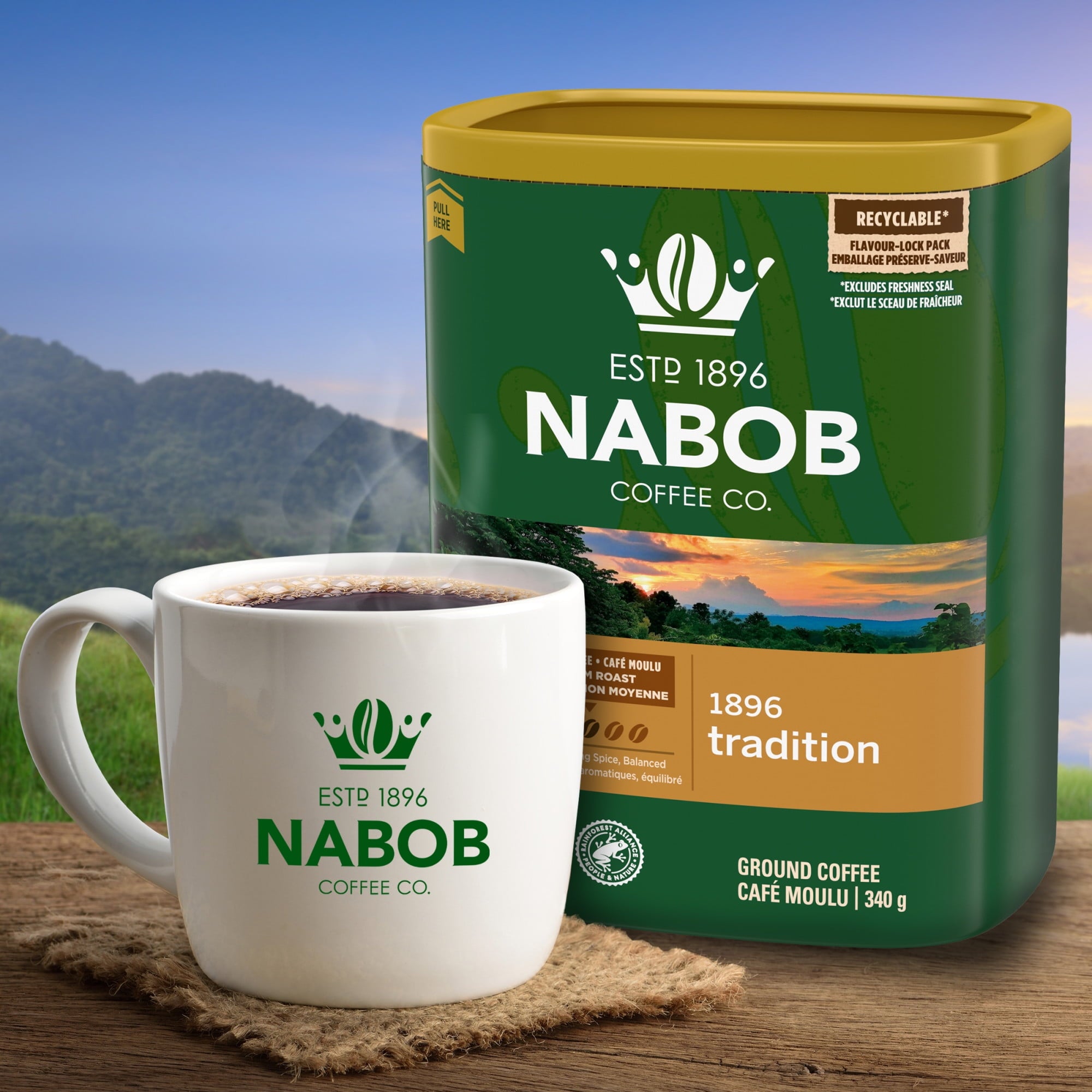 Front of Nabob 1896 Tradition Medium Roast Ground Coffee, 340g/12 oz., Box