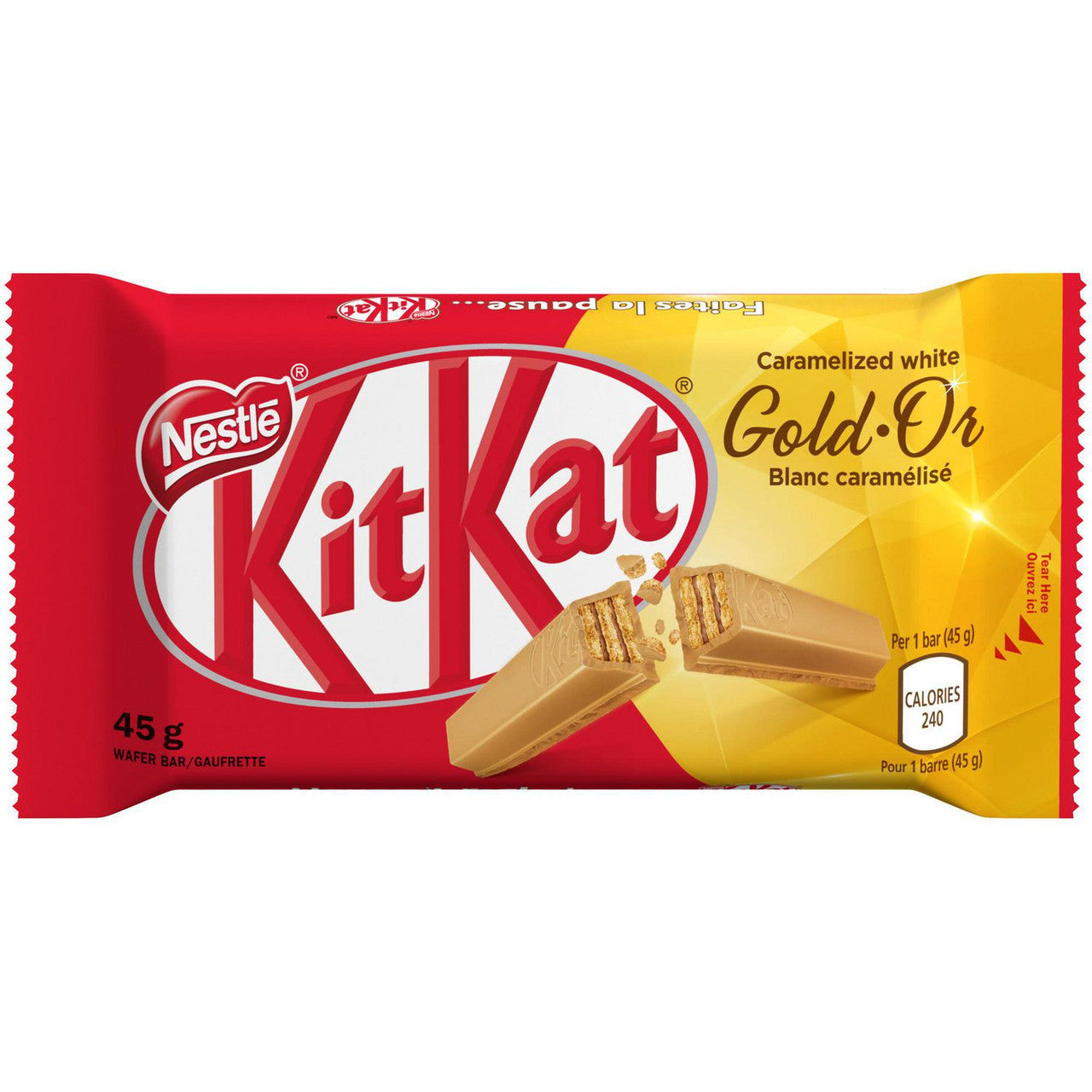 NESTLE KITKAT Gold Caramelized White Wafer Bar, 45g/1.6 oz., {Imported from Canada}
