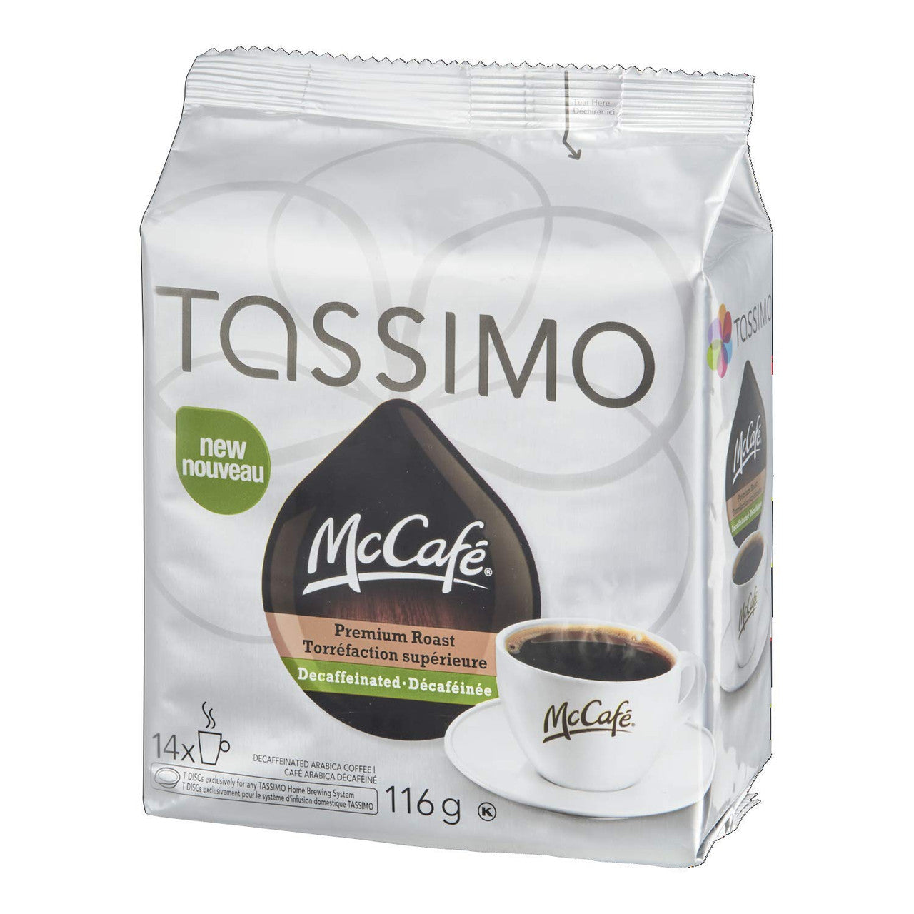 McCafe Premium Roast Decaffeinated Coffee Tassimo 14 T-discs {Imported from Canada}