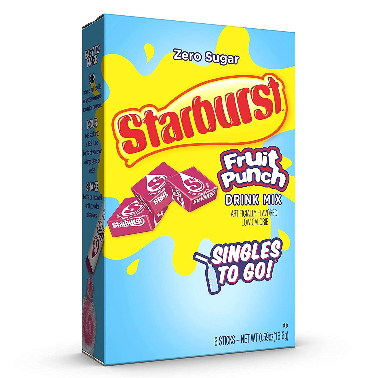 Starburst Zero Sugar Fruit Punch Drink Mix, 6 packets, 16g/0.6 oz. Box {Imported from Canada}