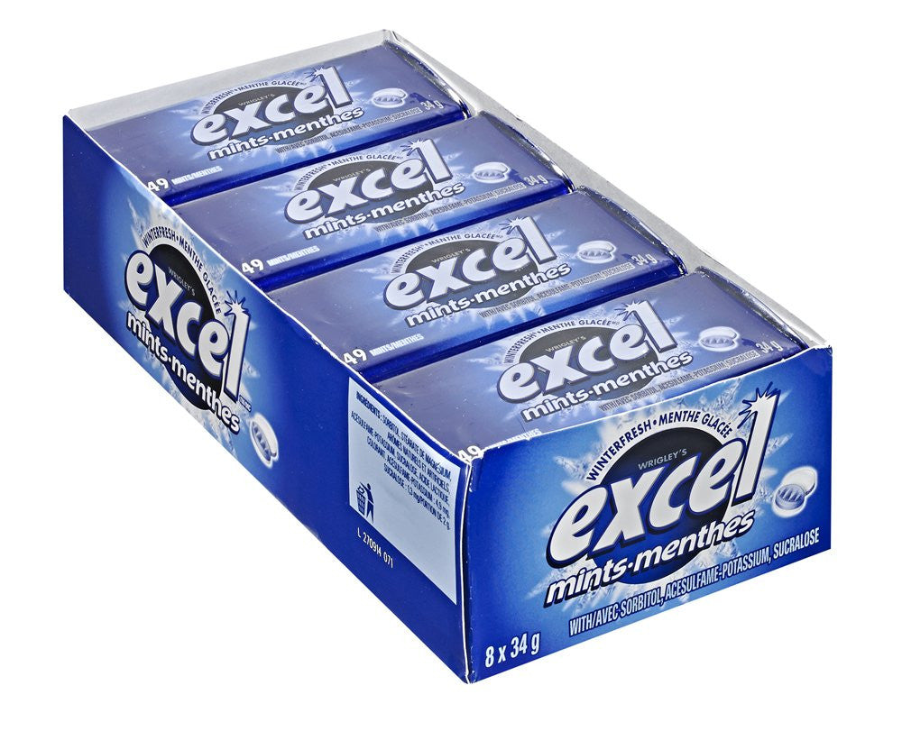 Excel Sugar-Free Chewing Gum, 34gm Tin, 8 Count (Winterfresh) {Imported from Canada}