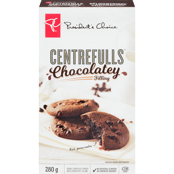 President's Choice, Centrefulls Chocolatey Filling Double Chocolate Cookies, 280g/9.9oz., {Imported from Canada}