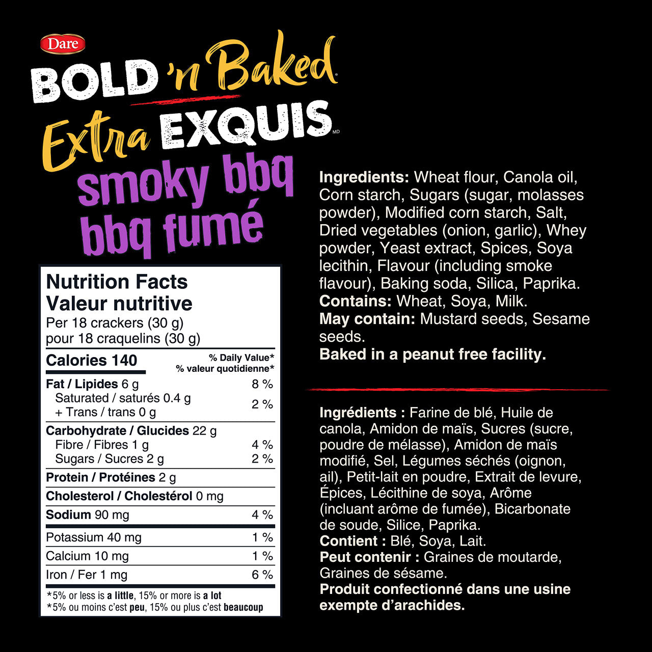 Dare Bold 'n Baked Smokey BBQ Crackers, 150g/5.3 oz., {Imported from Canada}