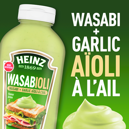 Heinz Wasabioli Sauce (Wasabi & Garlic Aioli) 362ml/12 fl. oz., (Imported from Canada)