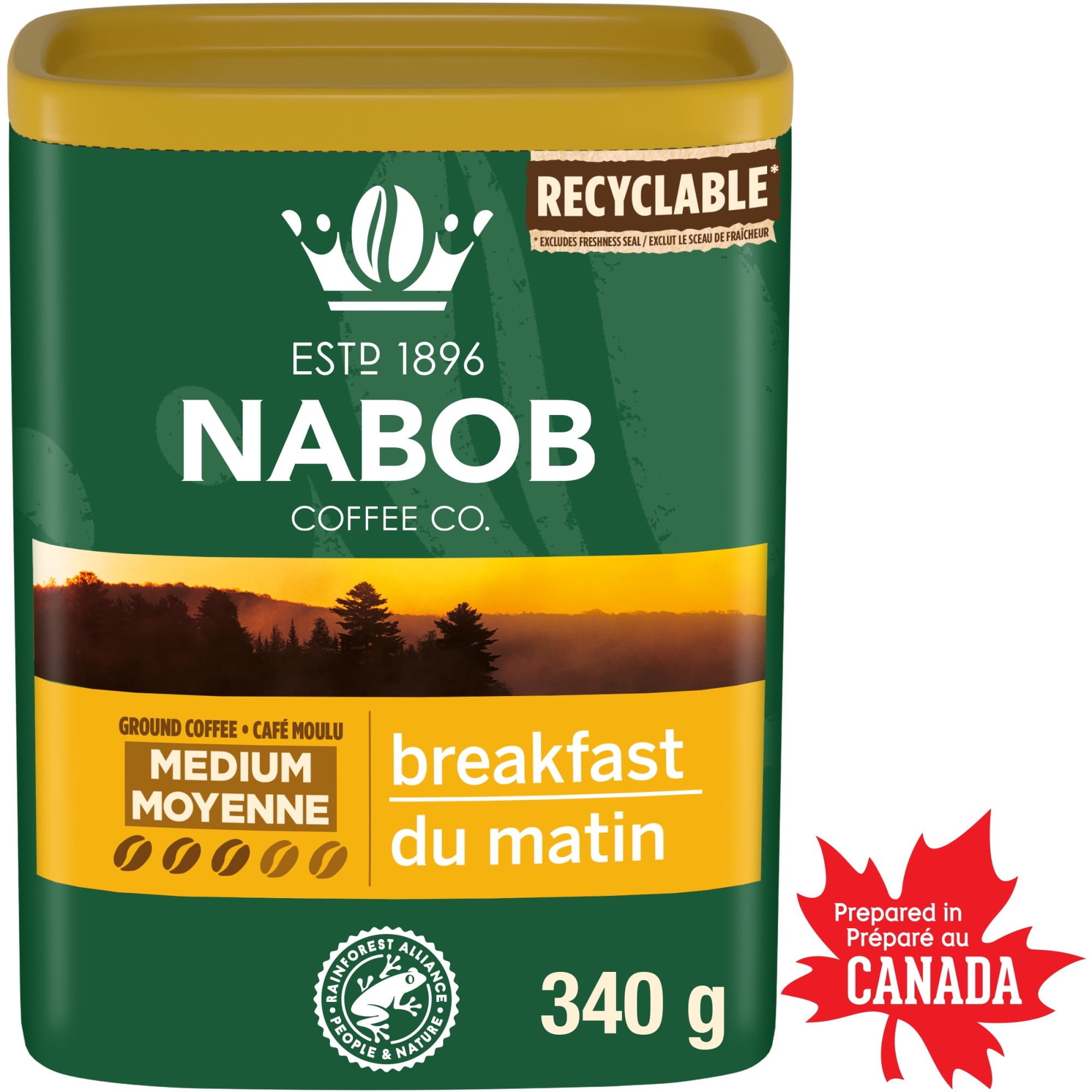 NABOB Breakfast Blend Medium Ground Coffee, 340g/11.9 oz