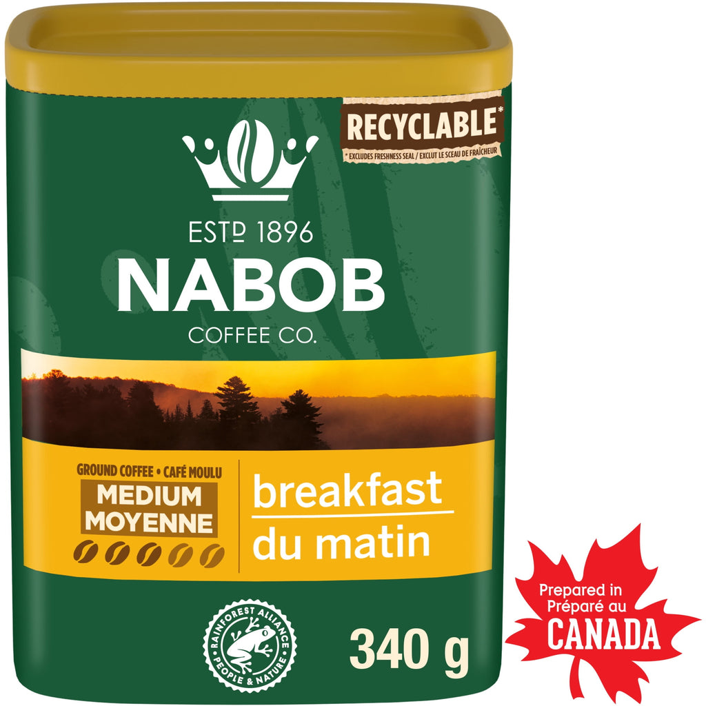 NABOB Breakfast Blend Medium Ground Coffee, 340g/11.9 oz