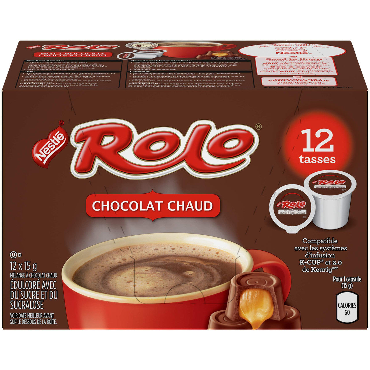 ROLO Hot Chocolate, KEURIG K-CUP Pods, 12x15g {Imported from Canada}