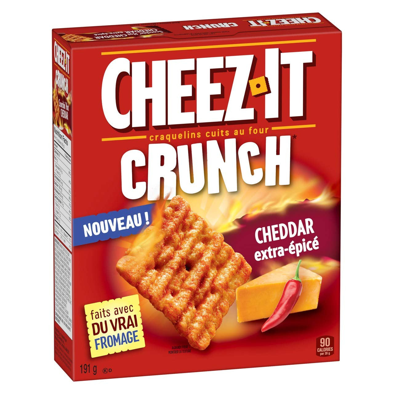 Cheez-It Baked Snack Crackers Crunch Scorchin' Hot Cheddar, 191g/6.7oz., {Imported from Canada}