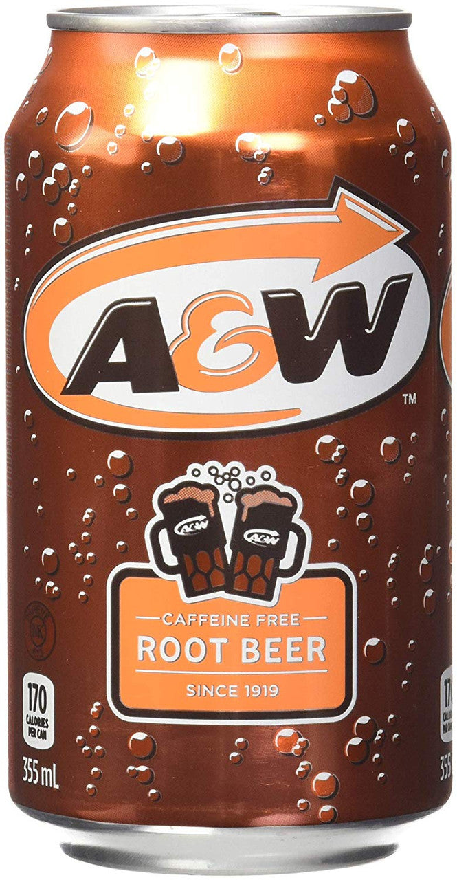 Lot of 12 A & W Root Beer Drink Cans 355ml 12 Fluid Ounces {Imported from Canada}