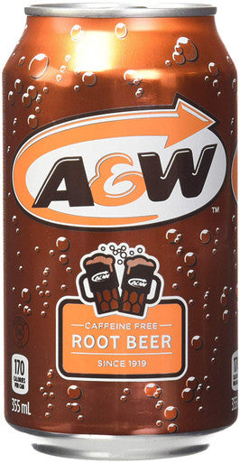 Lot of 12 A & W Root Beer Drink Cans 355ml 12 Fluid Ounces {Imported from Canada}