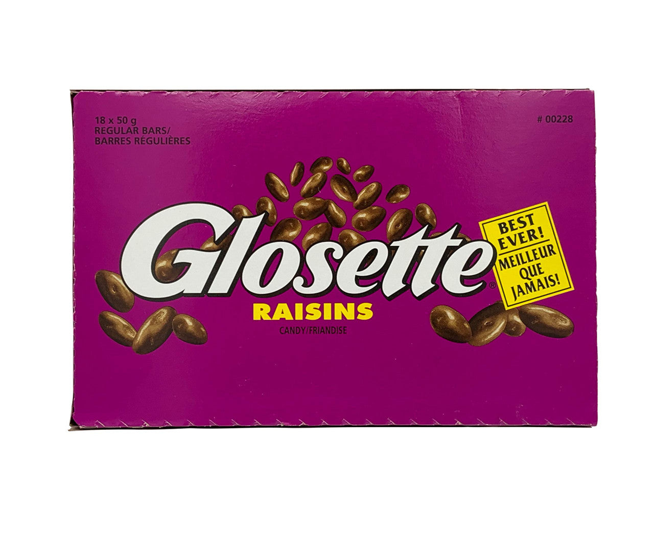 Glosette Chocolate Covered Raisins Club Pack (50g x 18), {Imported from Canada}