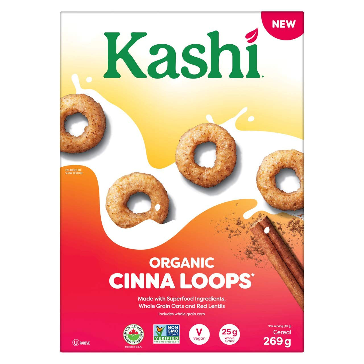 Kashi Organic Cinna Loops Cereal 269g/9.5oz., {Imported from Canada}