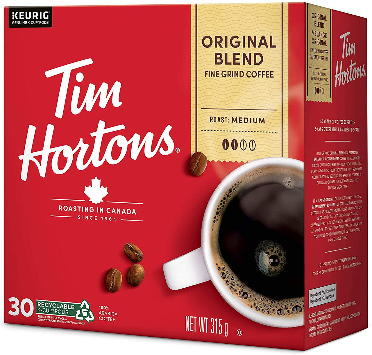 Keurig Tim Horton's Original K-Cup Pods, 30-pk {Imported from Canada}