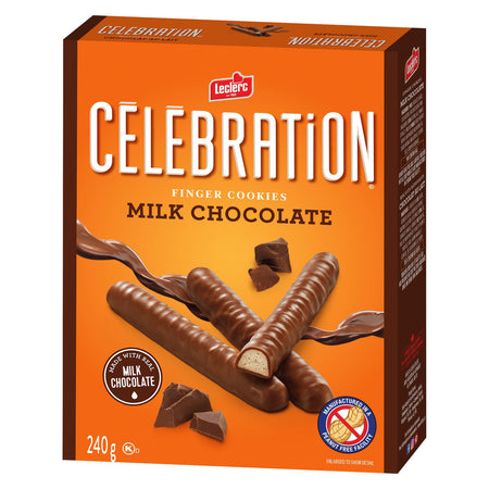 Leclerc Celebration Milk Chocolate Finger Cookies, 240g/8.5 oz. Box {Imported from Canada}