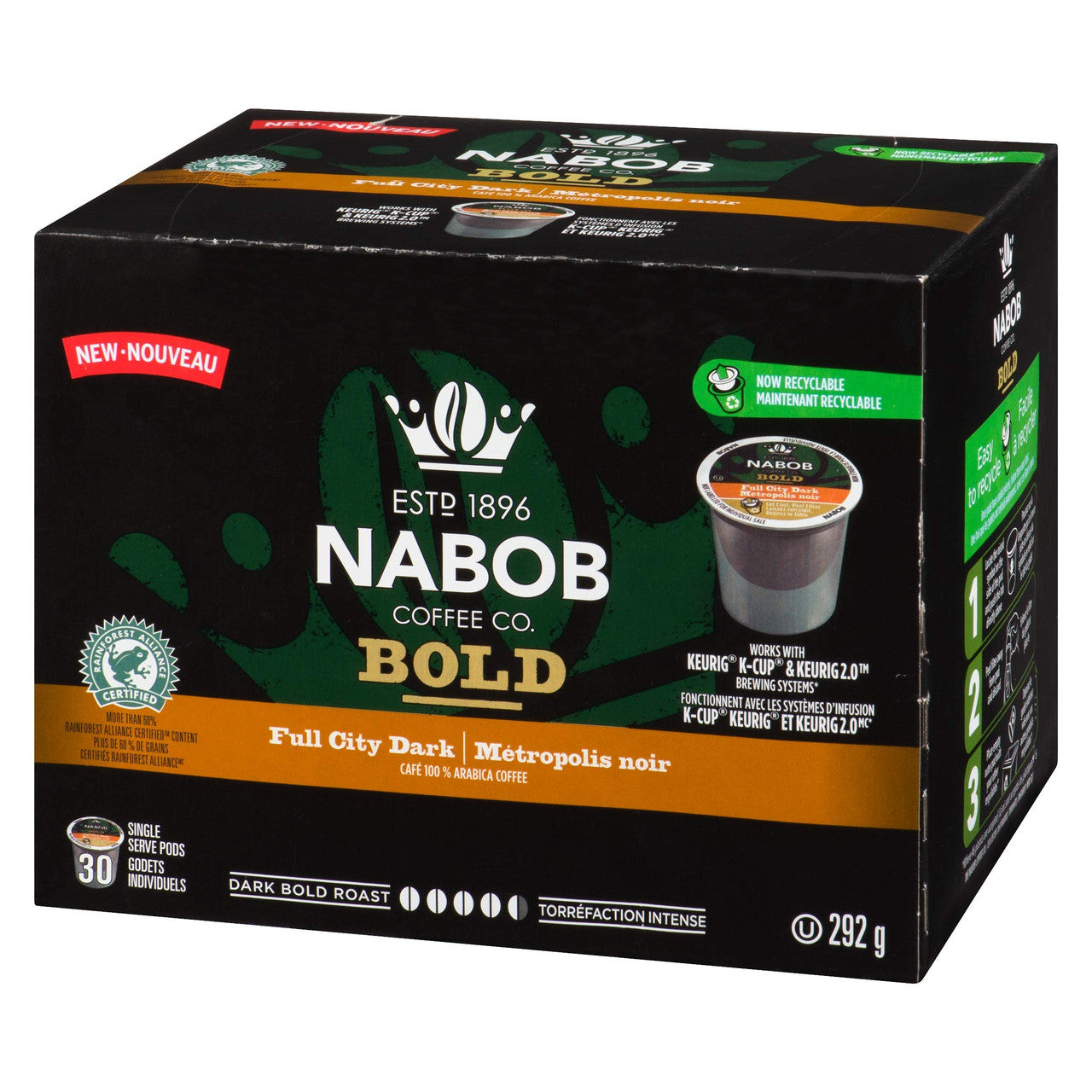 NABOB Full City Dark Coffee Pods, 292g, 30 Count {Imported from Canada}