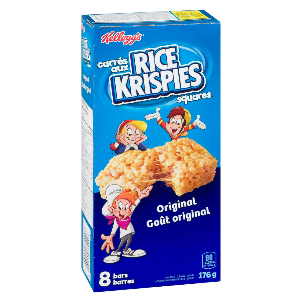Box of Kellogg's Original Rice Krispies Bars 176g/6.2 oz with cartoon characters on a white background