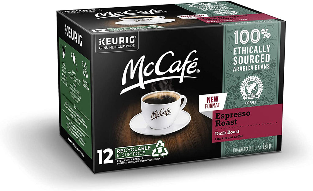 McCafe Espresso Roast Coffee, Recyclable K-Cup Pods, 12 Count, {Imported from Canada}