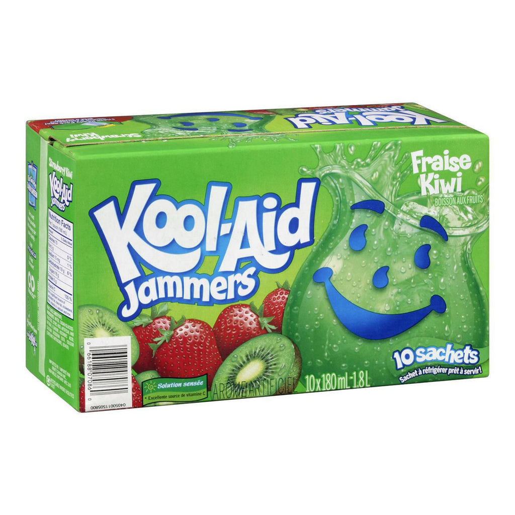 KOOL-AID Jammers Strawberry-Kiwi Juice, 10ct, 180ml, {Imported from Canada}