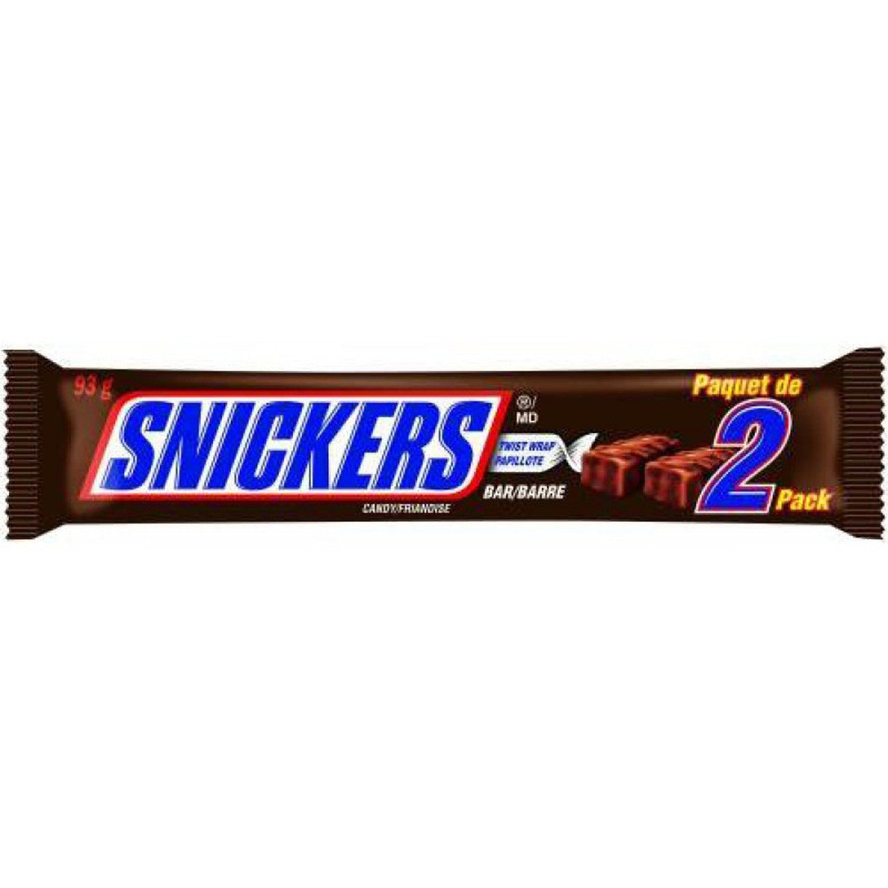 Mars Snickers Chocolate King Size Bars 93g/3.3 oz., Each BAR (8 Pk) {Imported from Canada}